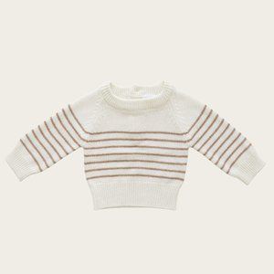NWT Jamie Kay Striped Knit Sweater in Biscotti & Egret, Size 5 Y